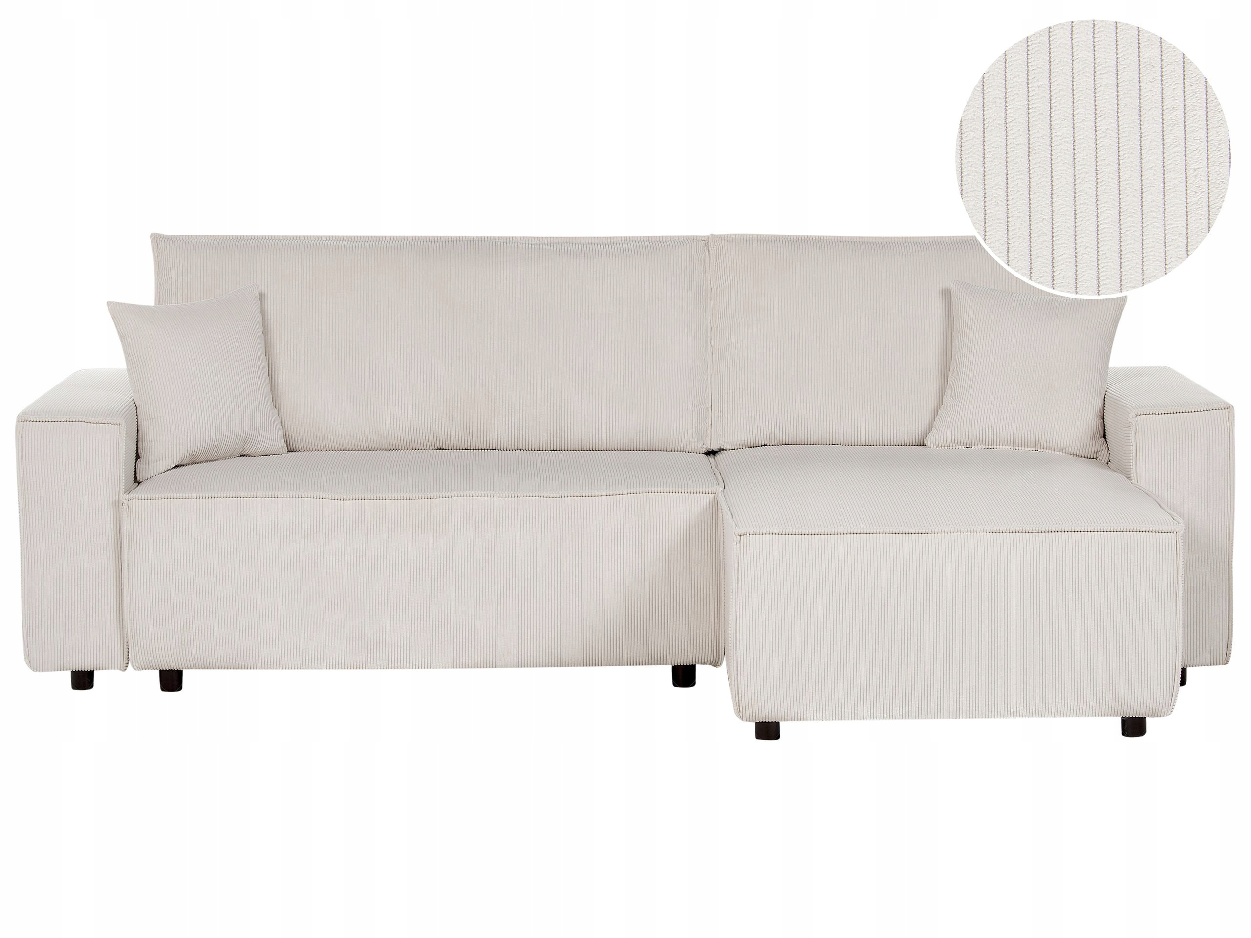 Sofa narożna lewostronna rozkładana złamana biel