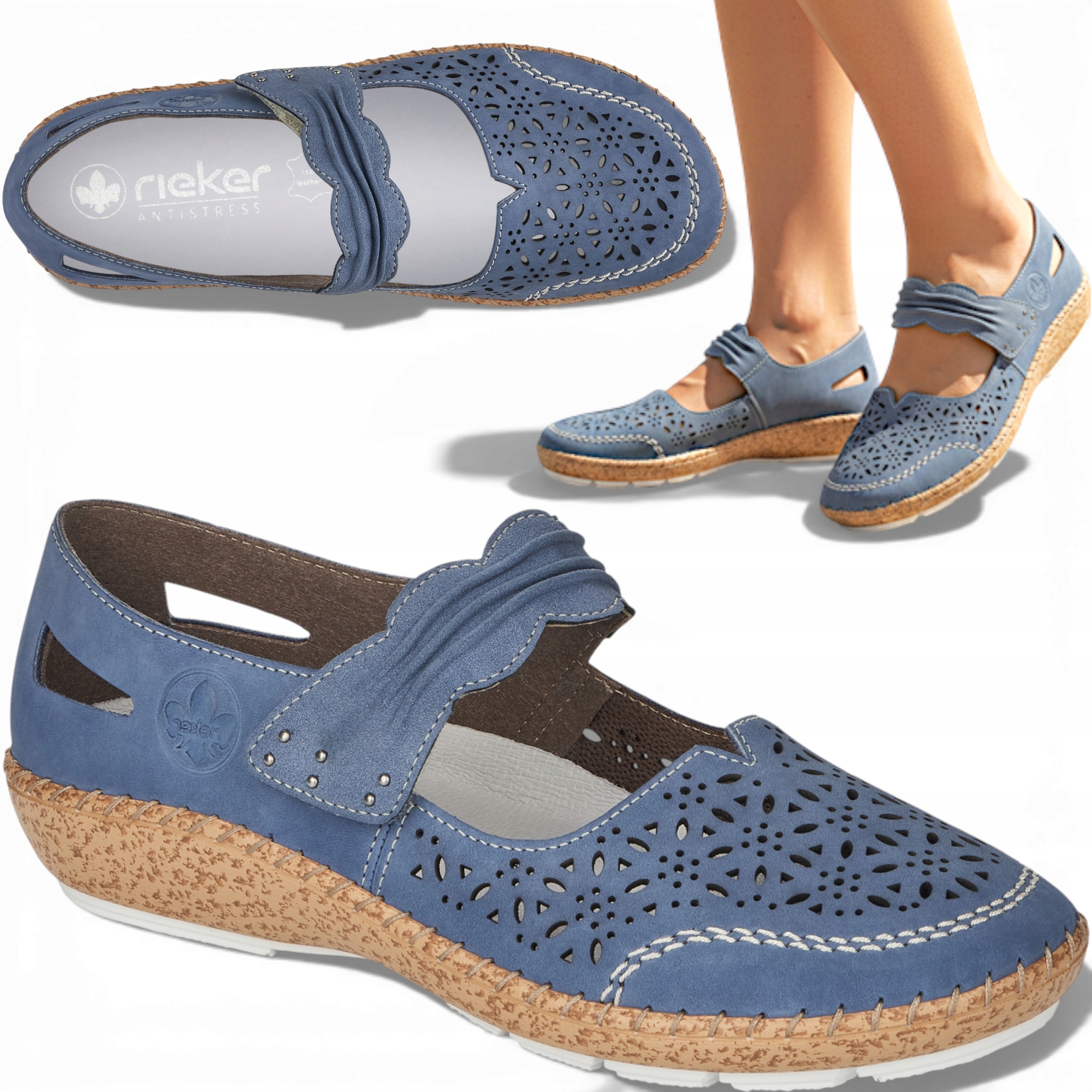 39 Rieker Buty Damskie Skóra Naturalna Balerinki Wiosna Płaskie