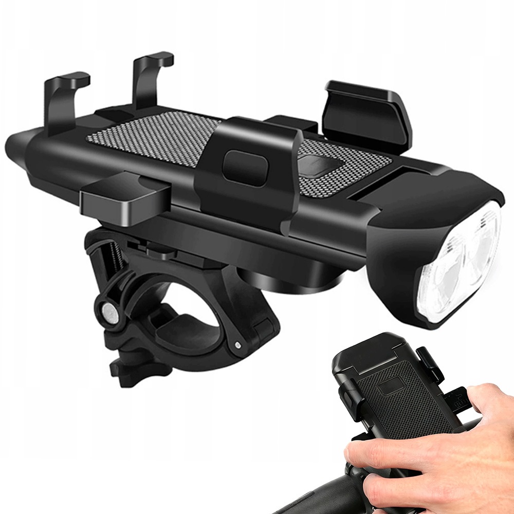 Uchwyt Rowerowy Na Telefon 4W1 Lampka Led Dzwonek Na Rower Wielofunkcy Uchw
