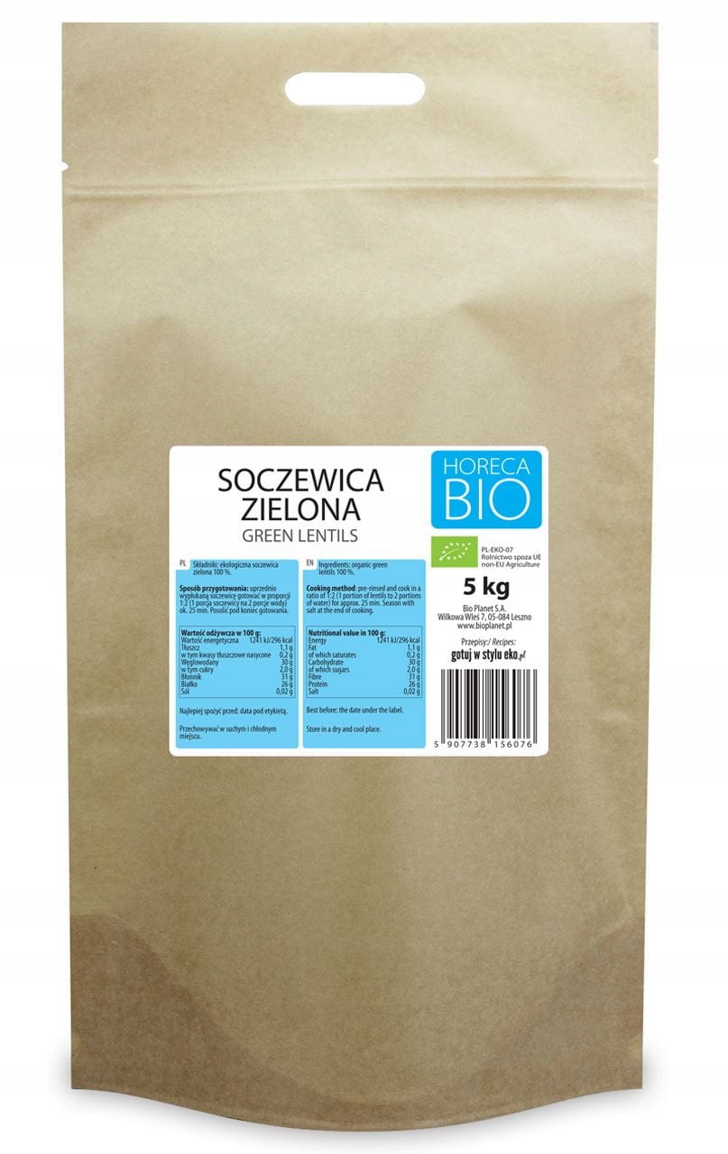 Levně Bio Zelená čočka 5 kg Horeca