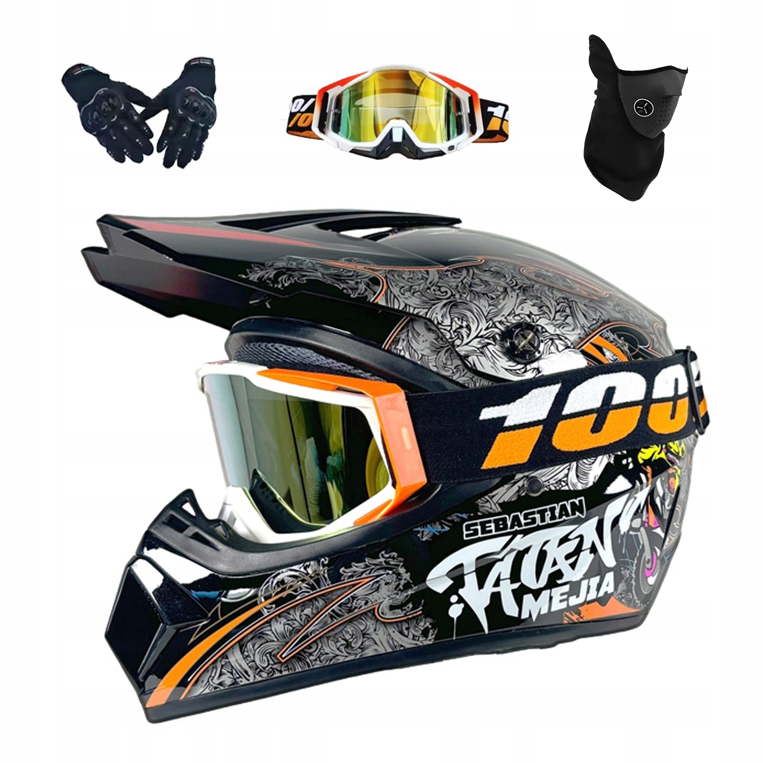 Helma Na Elektrickou Koloběžku Cross Enduro Quad Bmx Helma Brýle Rukavice M