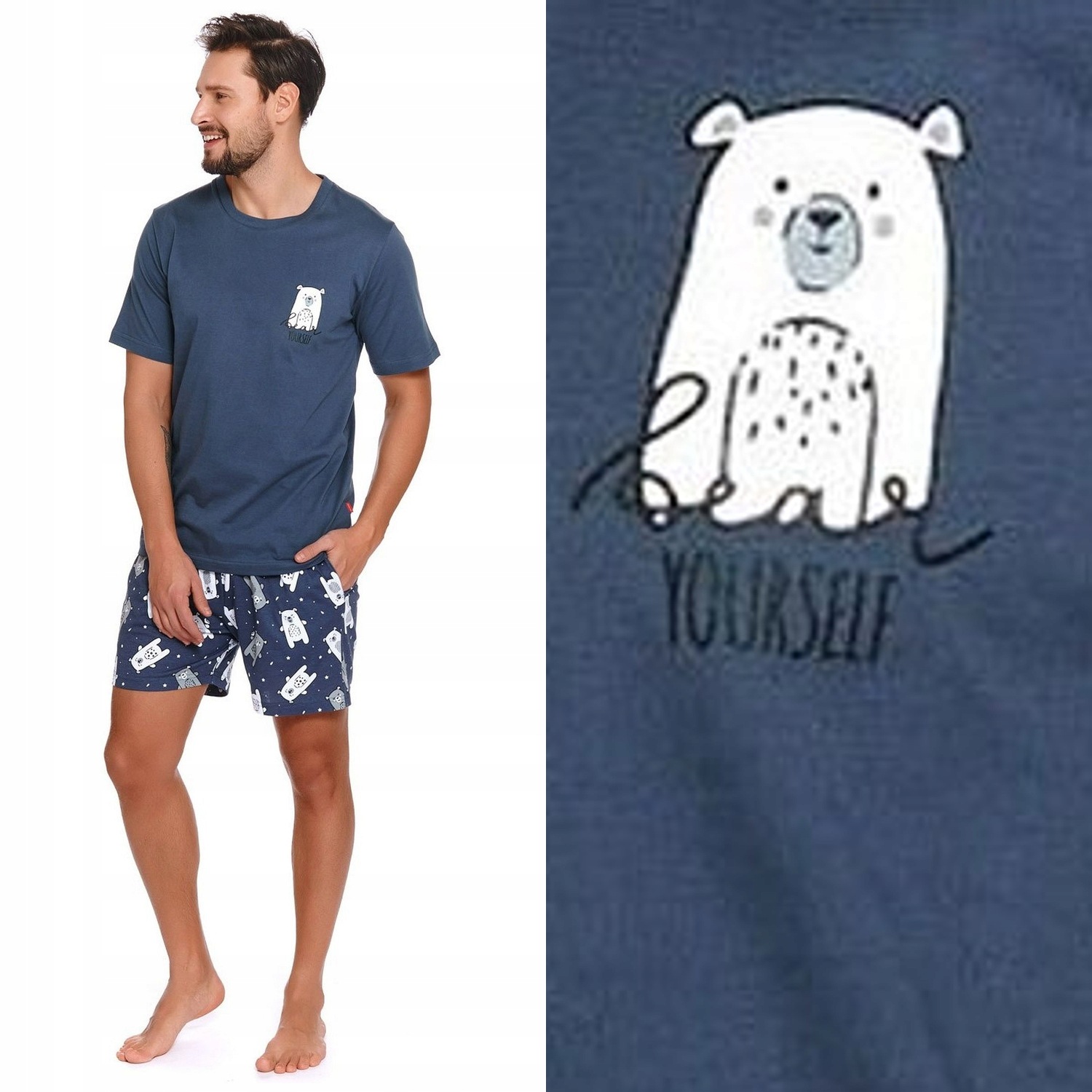 Pánské pyžamo Doctornap Pmb 4222 deep blue, tmavě modré, bavlněné, velikost M