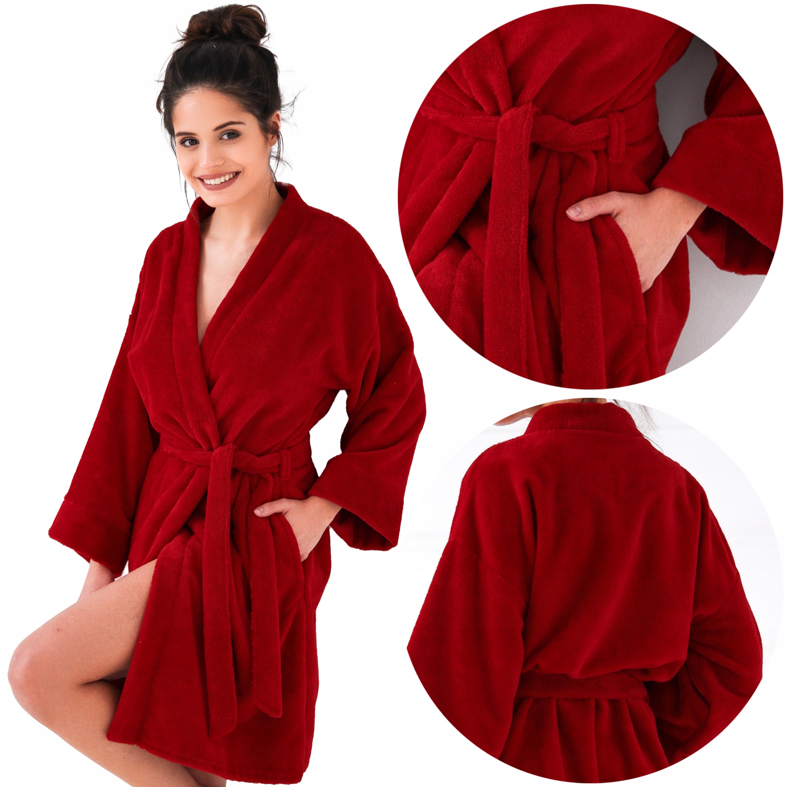 Silný fleecový župan pro chladné dny, šálový límec L/XL Rolling Red