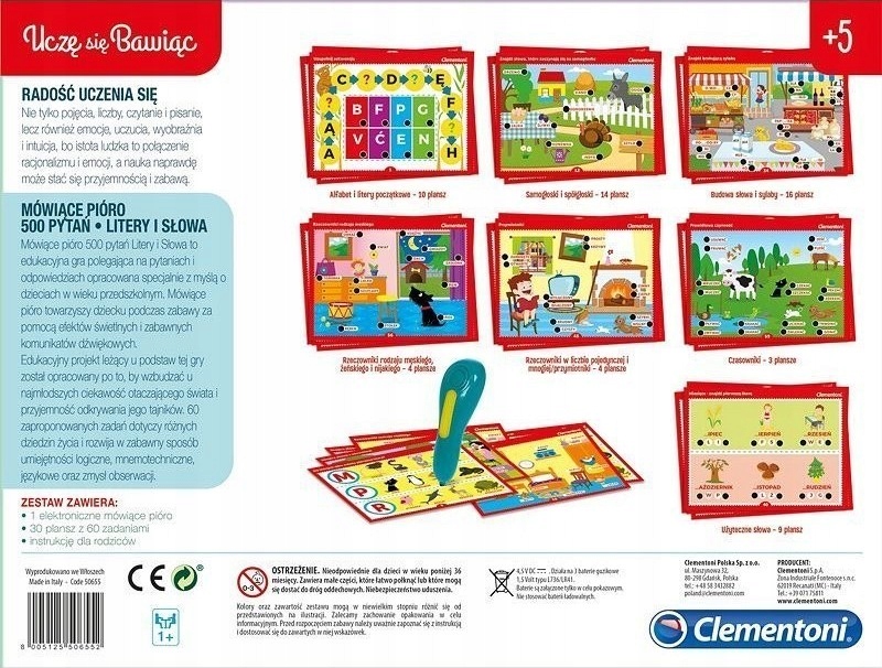 Mówiące Pióro 500 Pytań Litery i Słowa 50780 Clementoni 5+ Marka Clementoni