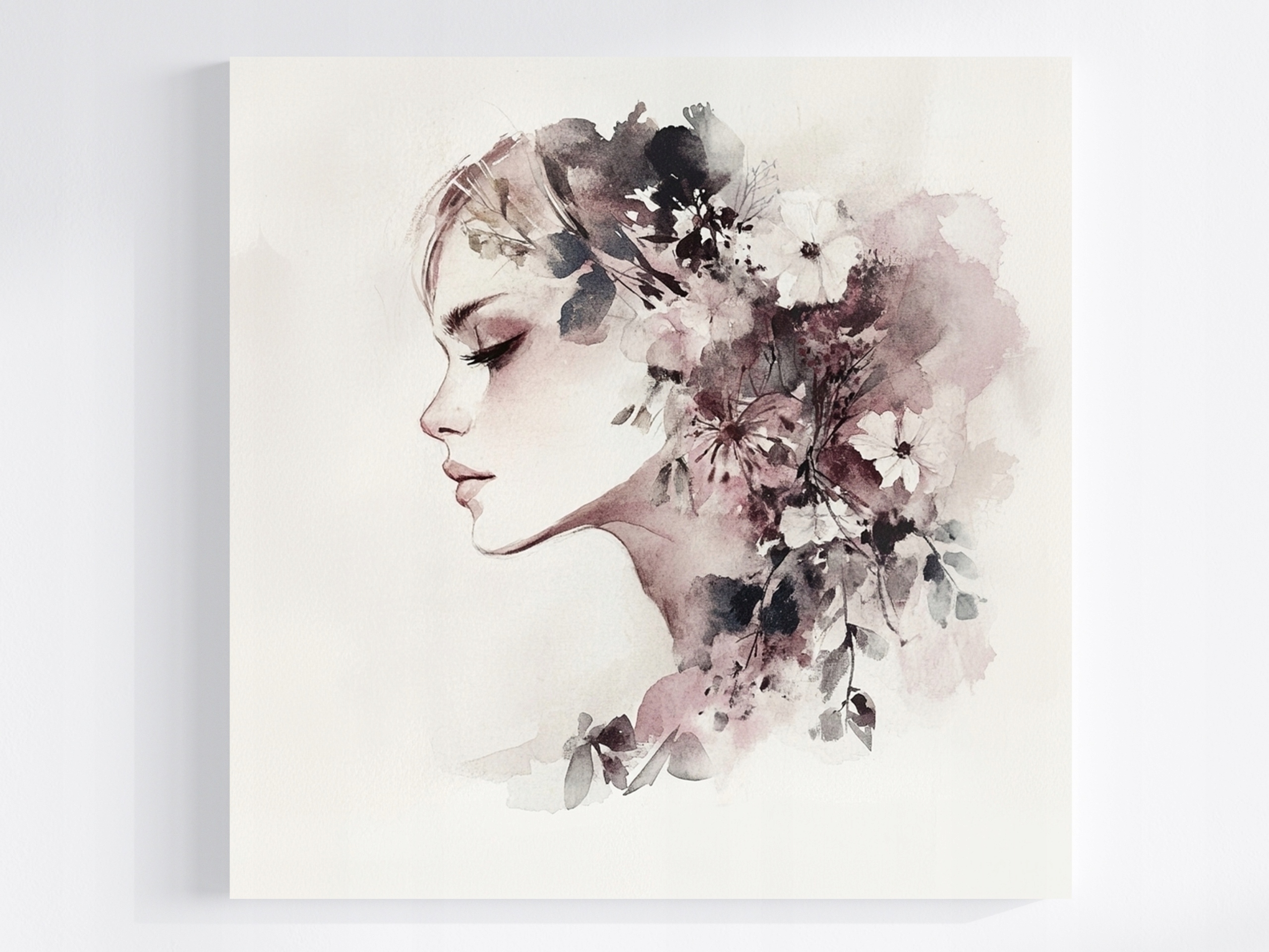 Obraz Na Plátně Canvas Akvarel Portrét Žena Dívka Květiny 60x60