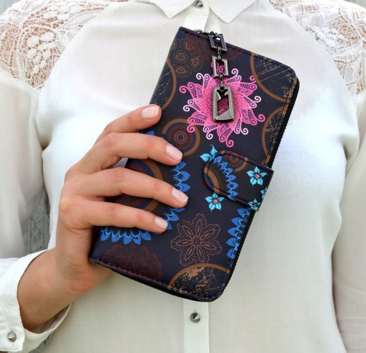 PORTFEL DAMSKI w Kwiaty PODWÓJNY PORTMONETKA Marka inna