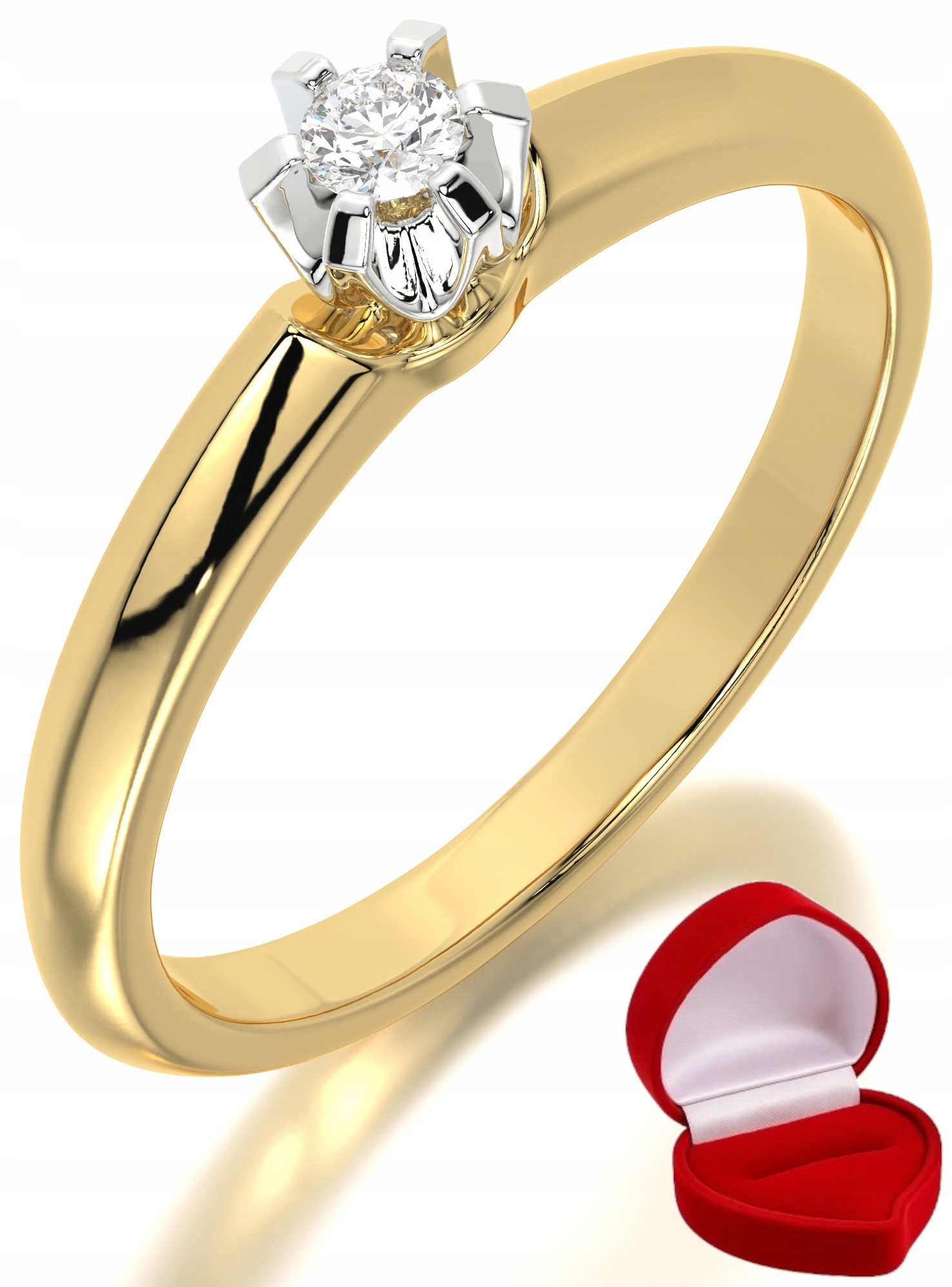 Zlatý Prstýnek 585 14k Diamant Lab Brylant 0,06 ct R6