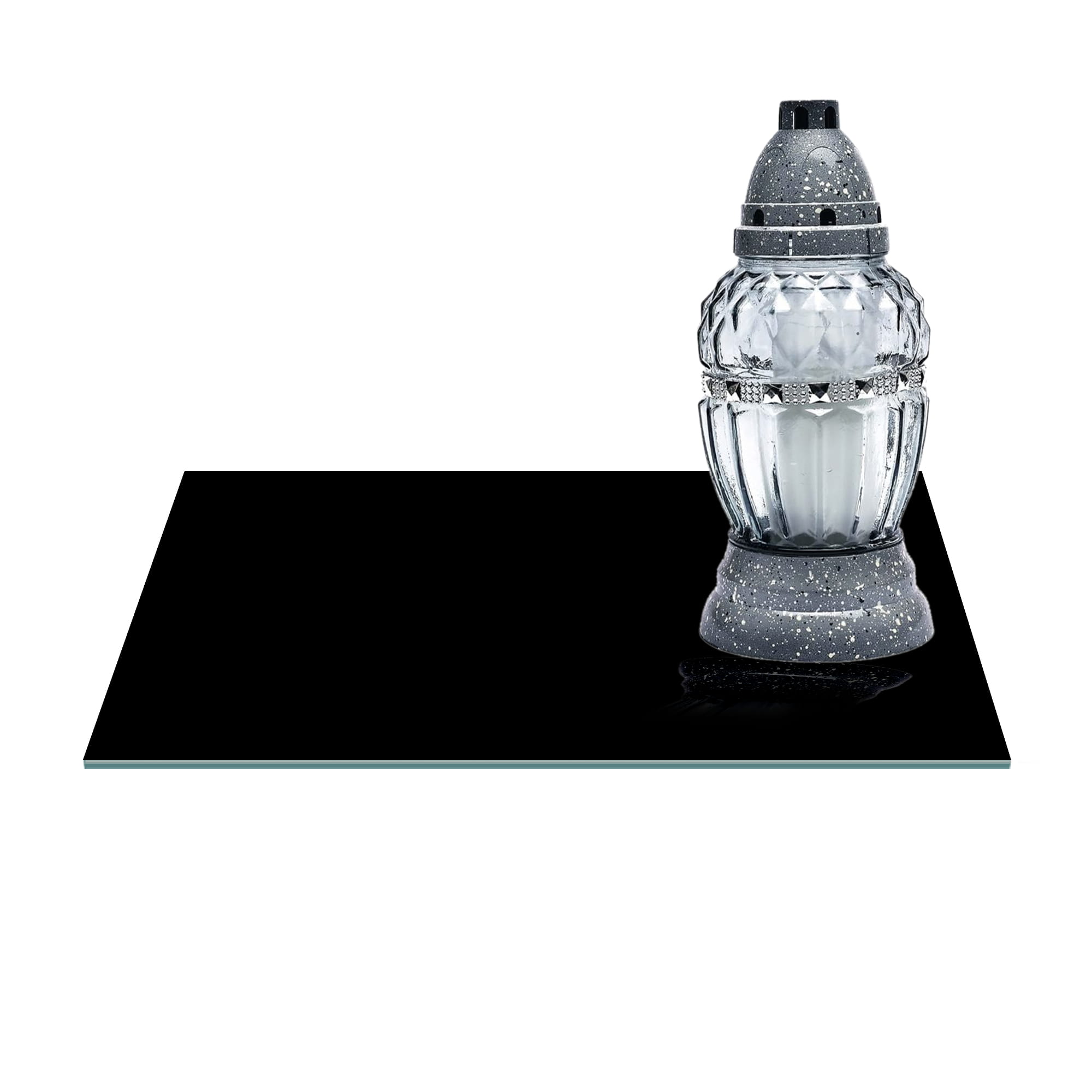 SZKLANA PODSTAWKA POD ZNICZE 30x20cm Czerń 486a