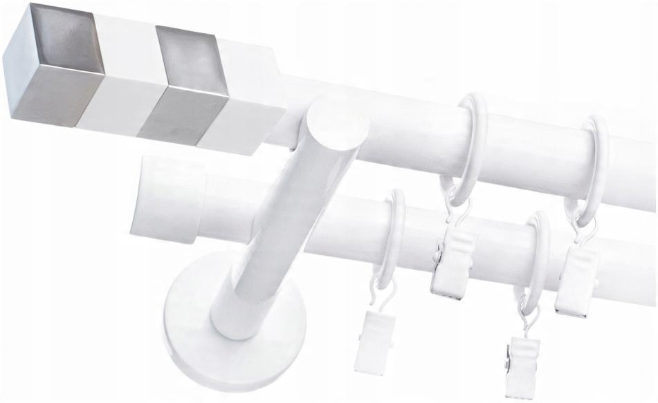 

Karnisz Nowoczesny Biały Podwójny Fi 19+19mm 280cm