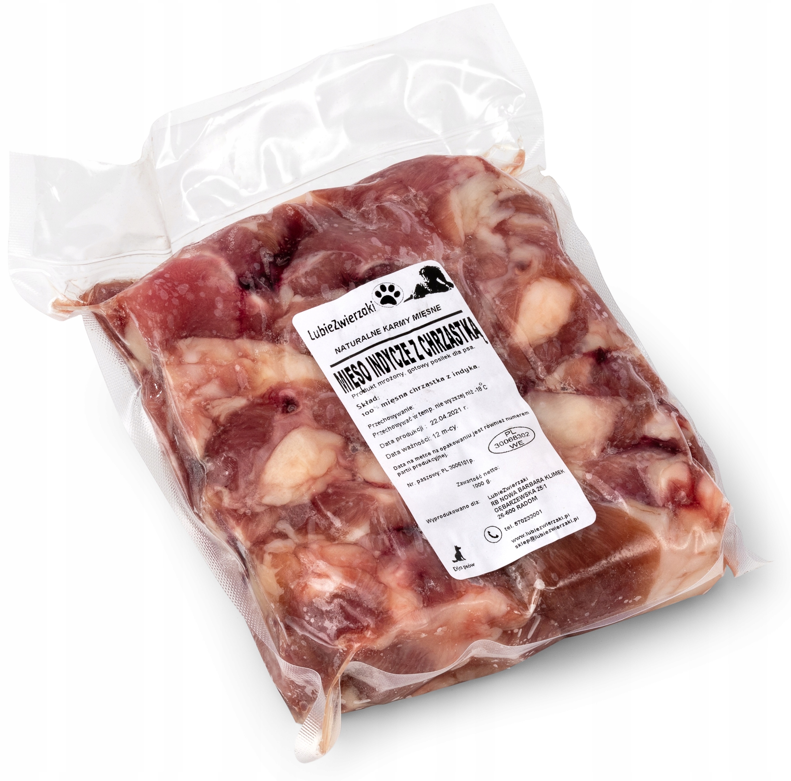 Mięso surowe mrożone karma monobiałkowa dla psa indyk z chrząstką 5kg Barf