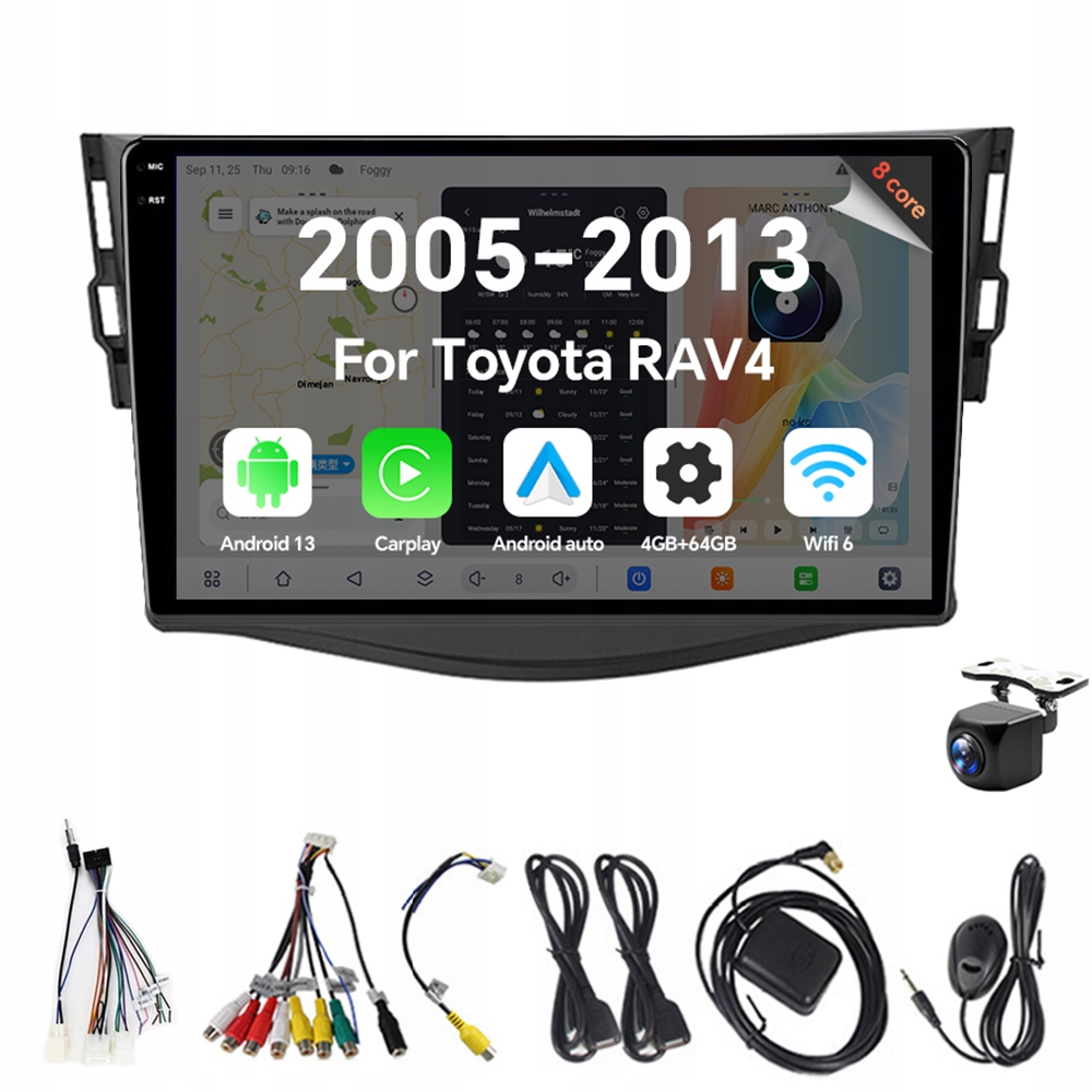 Autorádio 2Din Android13 pro Toyota RAV4 Rav 4 2005-2013 4G 64G Rds Carplay