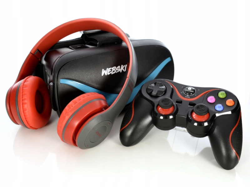 Gogle Okulary VR 3D do Telefonu +Słuchawki Gamepad