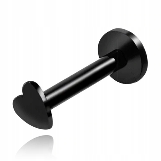 

Kolczyk Labret Serce Czarny Stal 316L 1,2/8/4