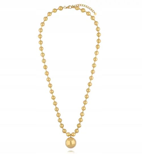 Náhrdelník By Dziubeka Kuličky s přívěskem Dlouhý Ocel barva zlata Nastavitelná