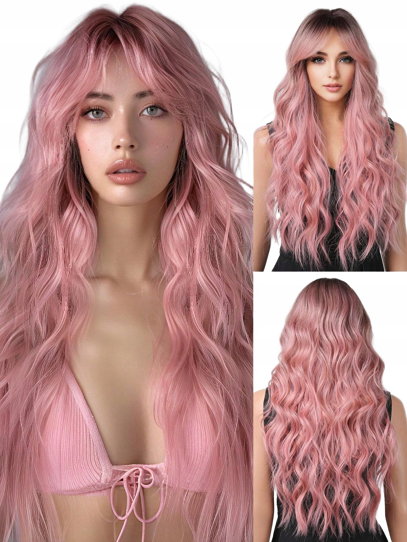 Shein Růžová Paruka Syntetické Vlasy 1C4 S07__71 CM