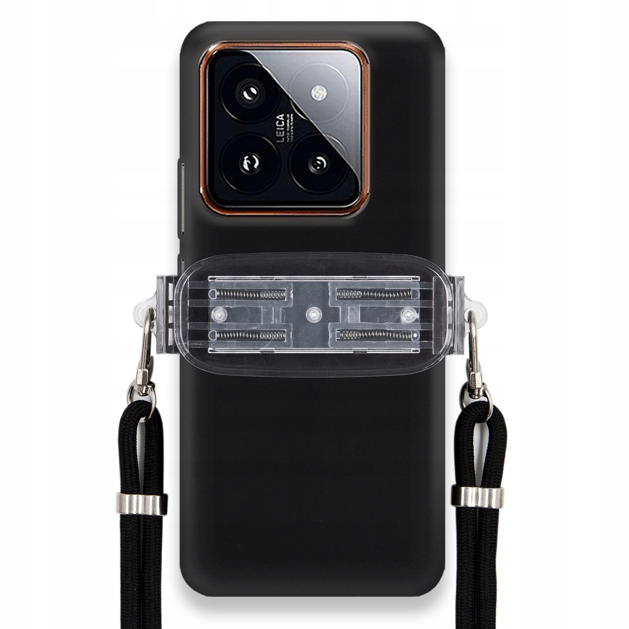 Puzdro Pre Xiaomi 14 Pro Smooth Čierne Puzdro Univerzálny Držiak Čierna Šnúrka