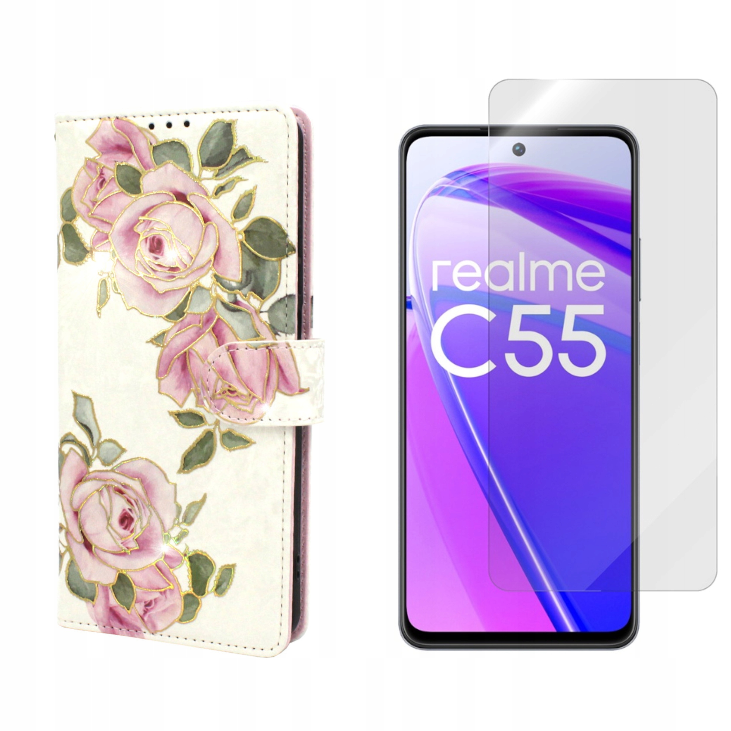 

Etui Smart Crazy Rfid do Realme C55 róża +szkło