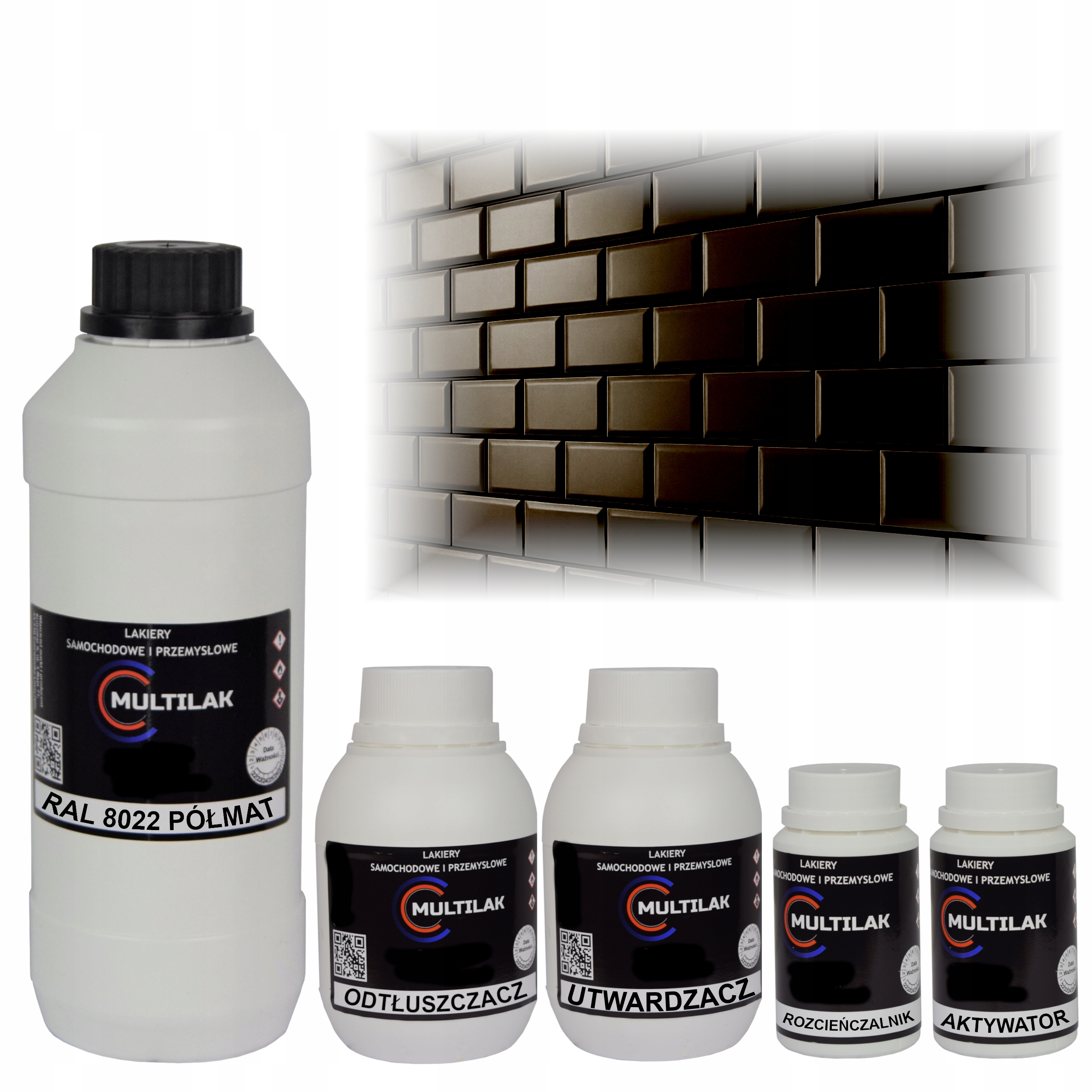 Lak farba Ral 8022 na glazúru dlaždíc a dlaždíc na valček, štetec 1L Polomat