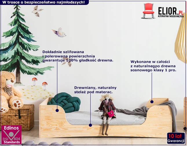 DREWNIANE ŁÓŻKO DZIECIĘCE SOSNOWE MINIMALISTYCZNE EAN (GTIN) 5904365178532