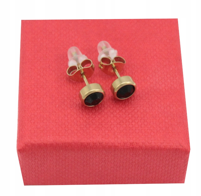 

Kolczyki Złote Cyrkonie Black 6 mm Stal 316 L