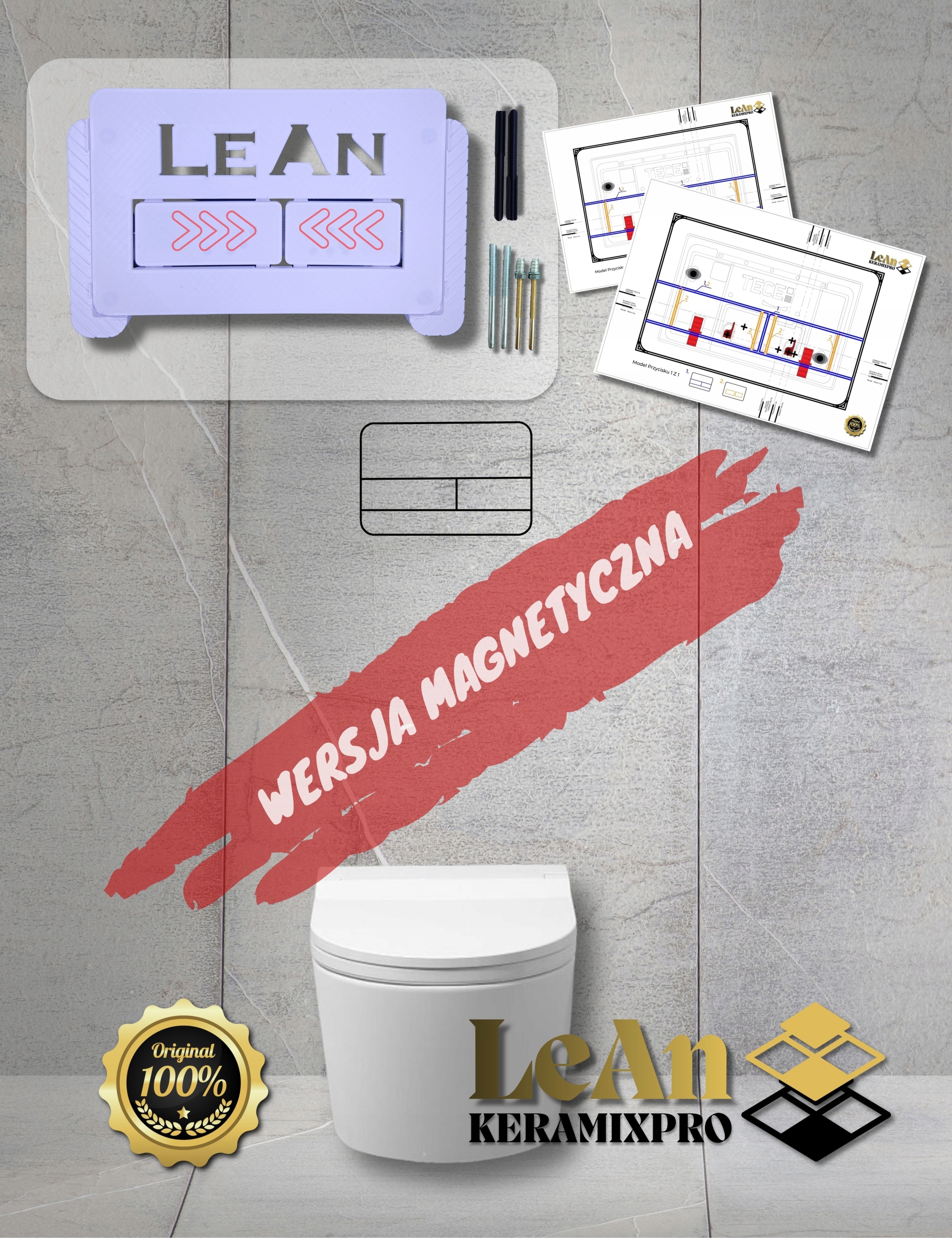 Skryté splachovacie tlačidlo úzkeho magnetického bieleho bez súpravy na vyrezávanie