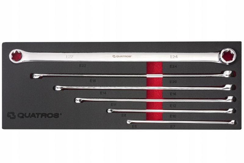 Zestaw 6szt. kluczy oczkowych E-torx bardzo długich E6-E24 Quatros