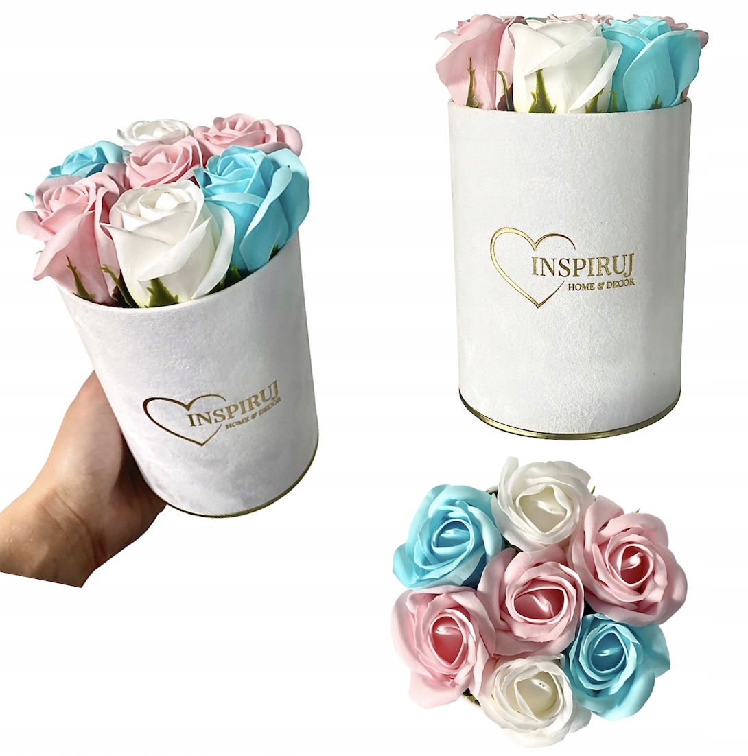 

Flowerbox róże mydlane kwiaty bukiet w pudełku