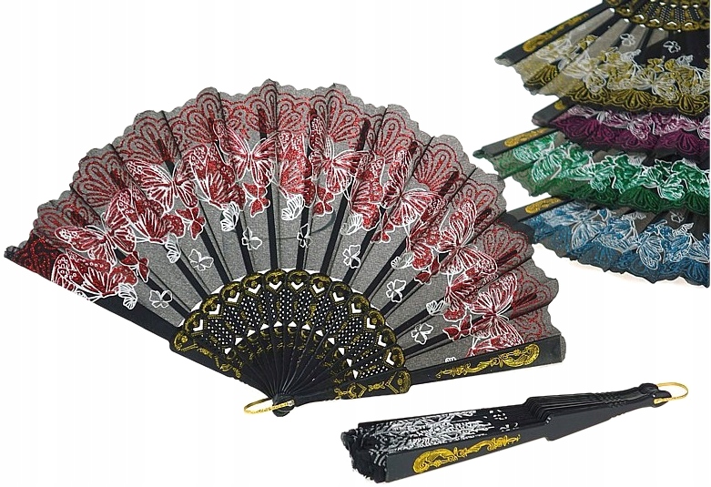 CZARNY WACHLARZ KOLOROWE WZORY WACHLARZYK 2621