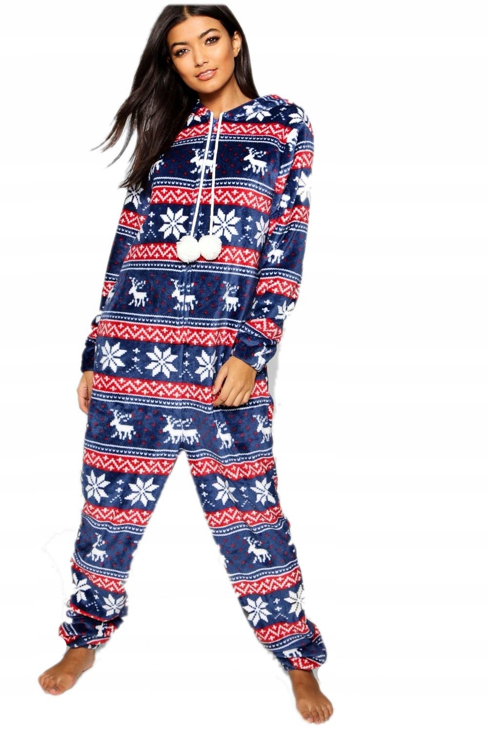 ONESIE kombinezon PIŻAMA renifery GRANAT 38/40