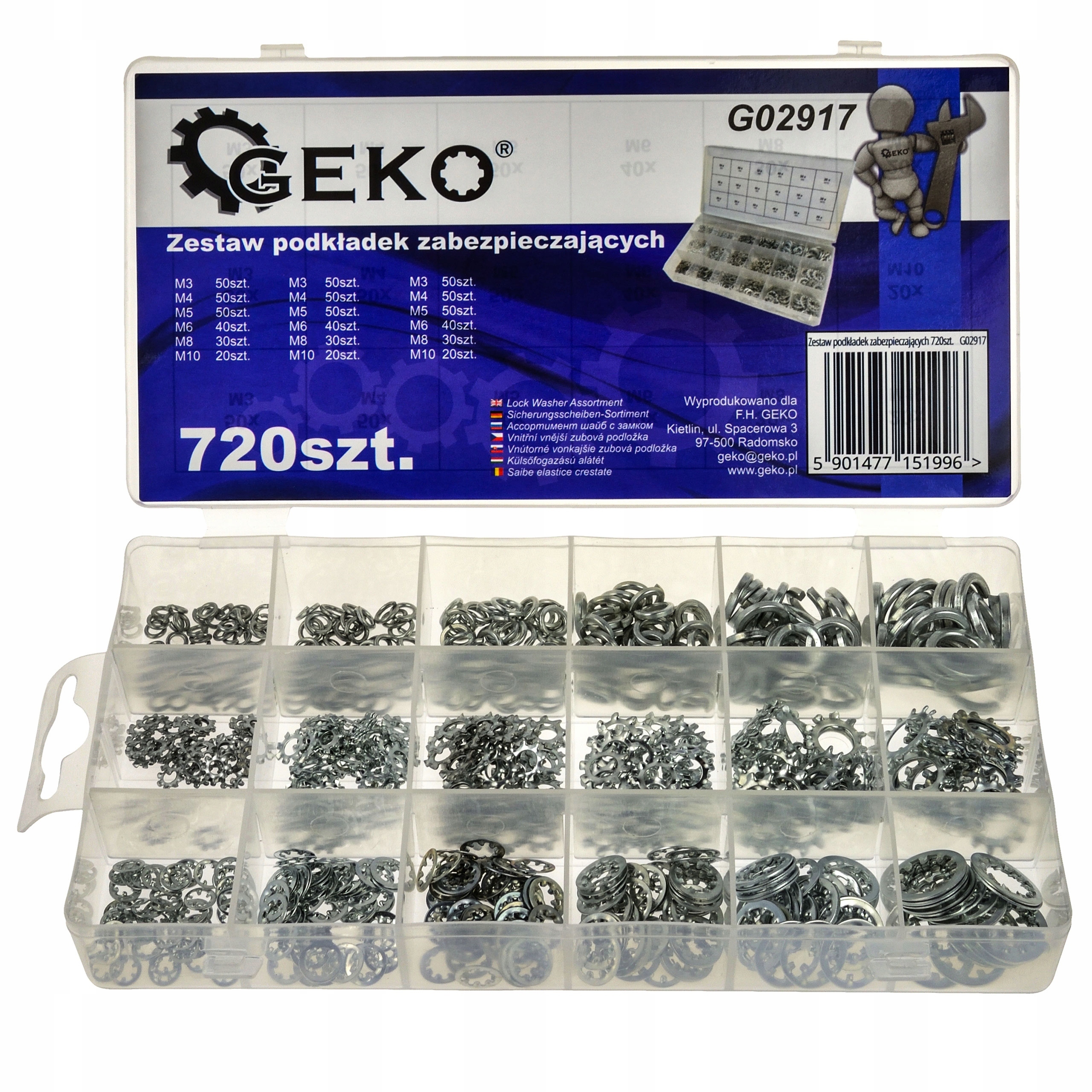 Комплект стопорных шайб Geko G02917