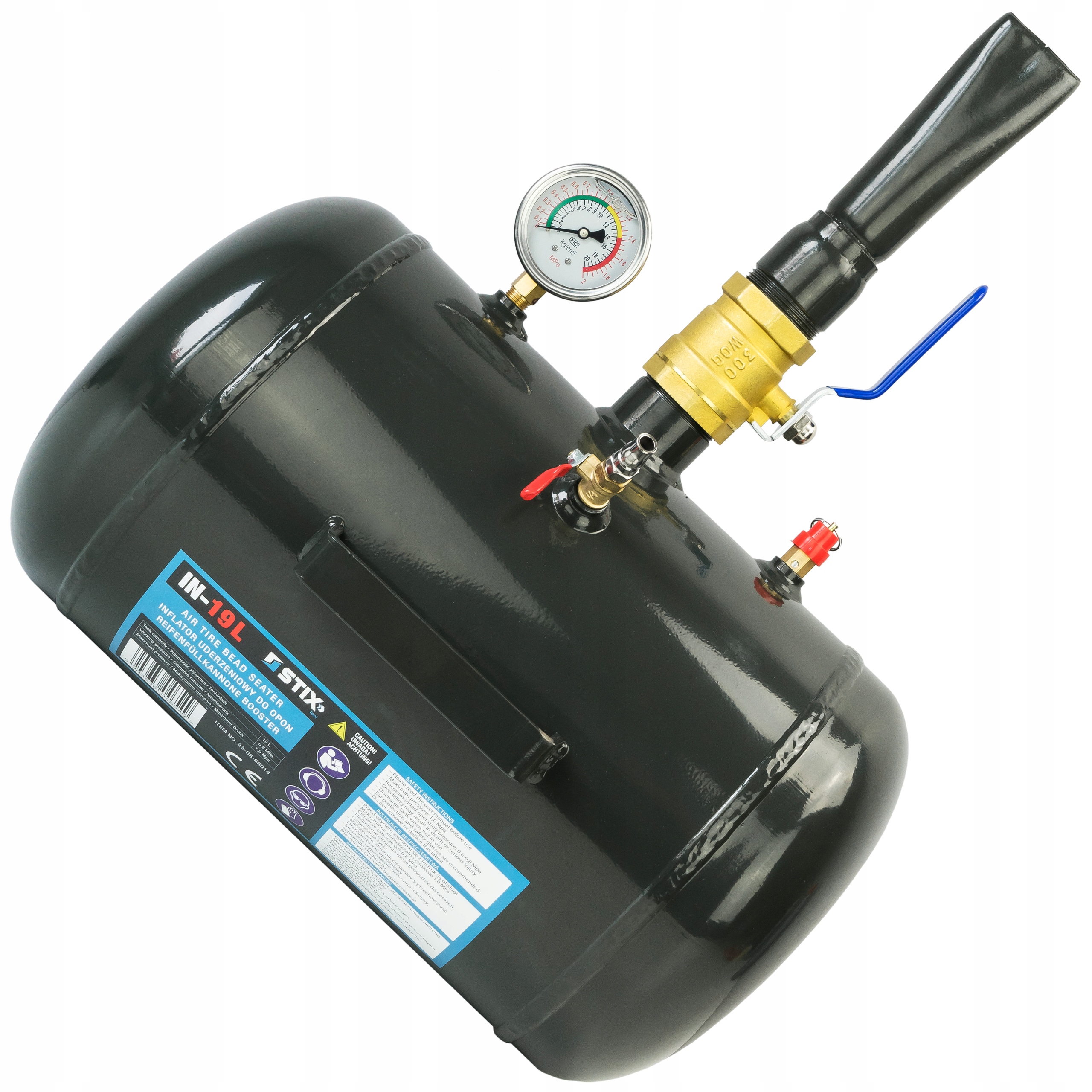 INFLATOR DO UDERZENIOWEGO POMPOWANIA KÓŁ OPON ZBIORNIK CIŚNIENIOWY 19L STIX