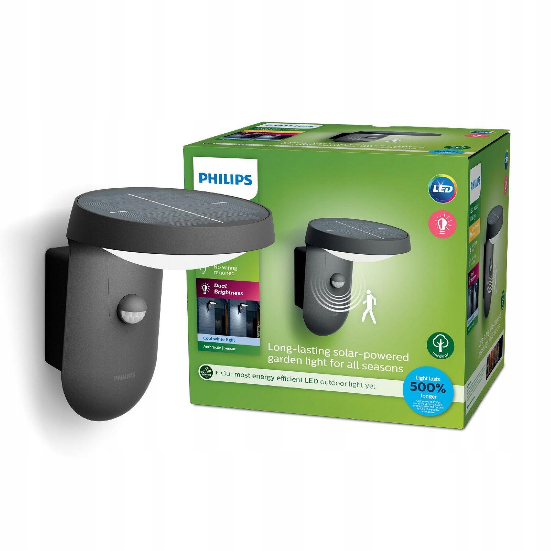 Philips Tyla Ir solární Led venkovní nástěnné světlo se senzorem, 1,2W, IP4