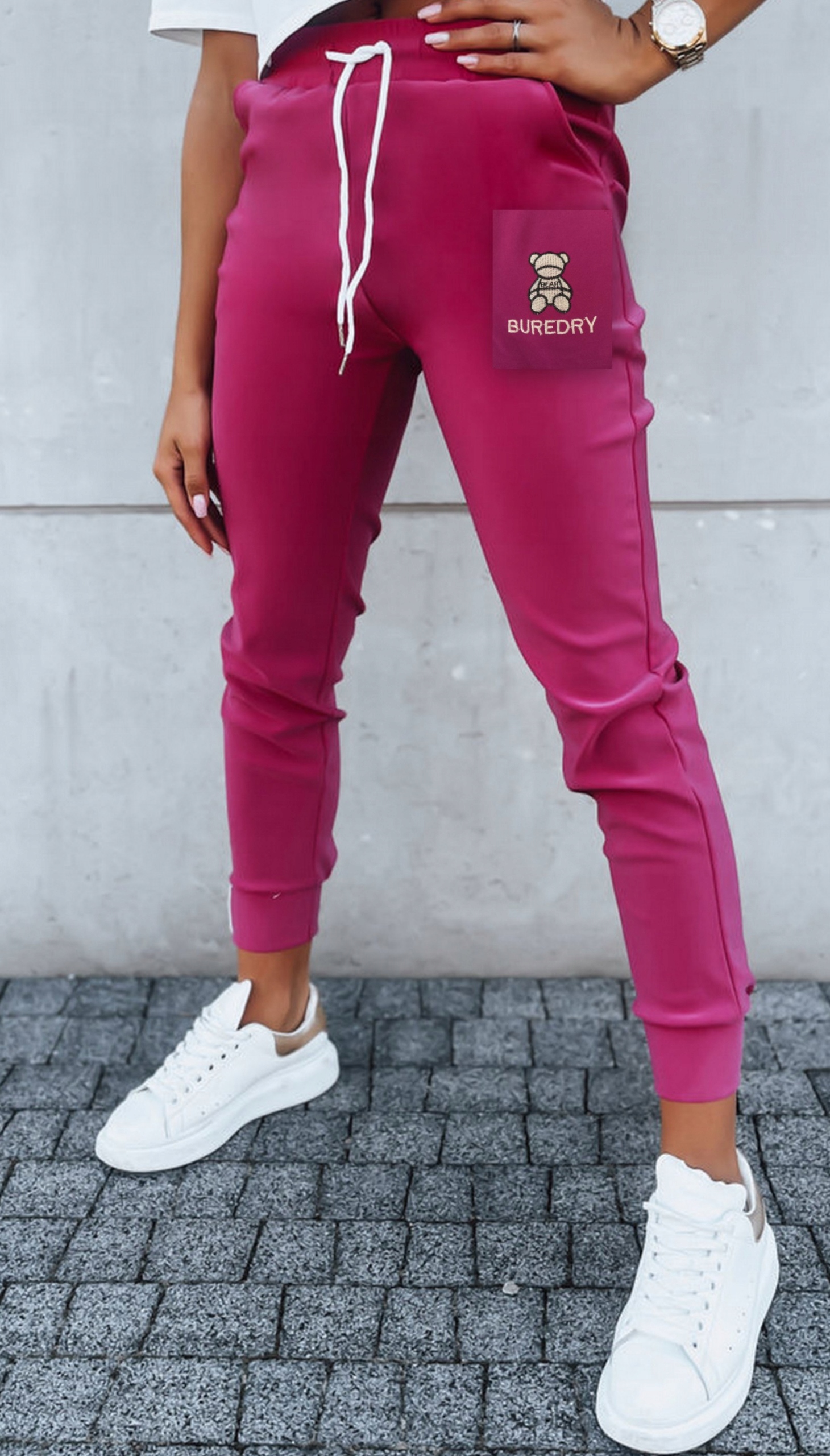 SPODNIE DRESOWE DAMSKIE ZE ŚCIĄGACZAMI JOGGERY DRESY MIŚ KOLORY Długość nogawki długa