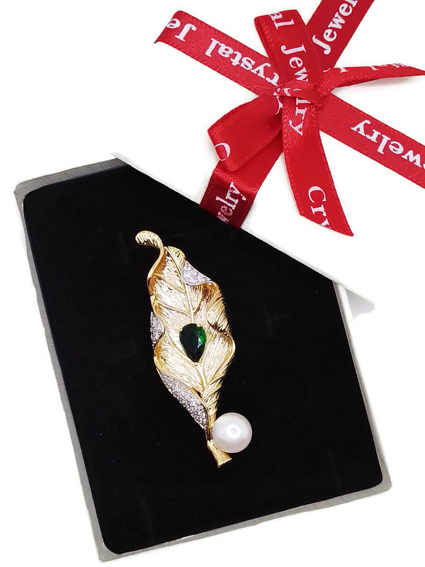 Luxusní Brož Přívěsek List 14K Gp Krabička Na Dárek