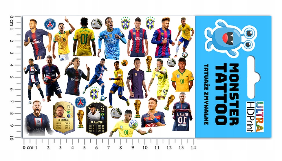 ZESTAW NAKLEJKI + TATUAŻE DLA DZIECI DZIECIĘCE NEYMAR JR JAKOŚĆ Marka inny