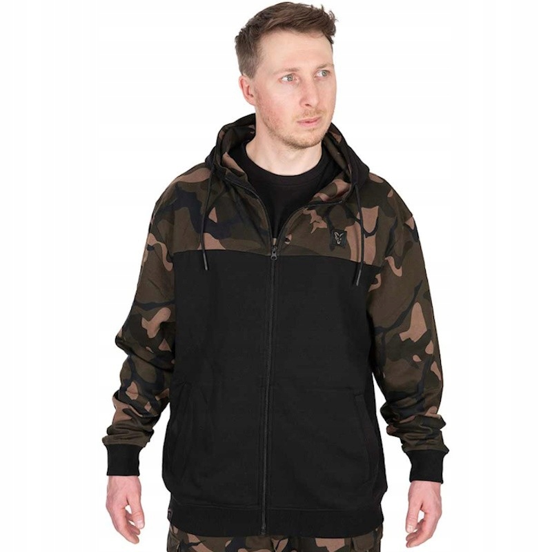 Bluza Wędkarska Rozpinana Z Kapturem Fox Lw BLack/Camo Split Zip Hoody S