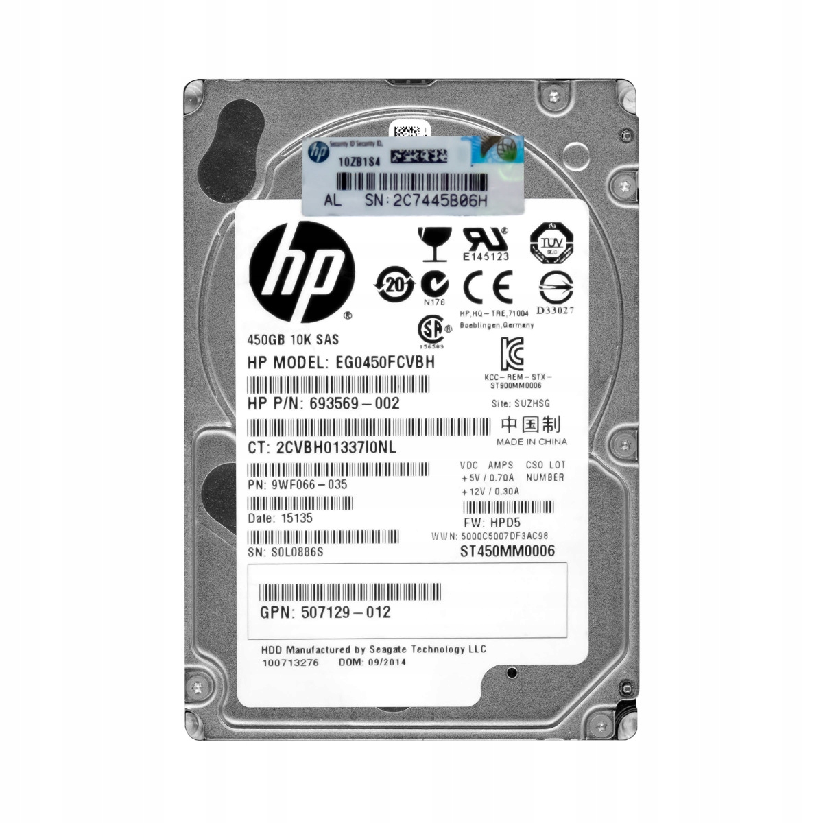 Hp 693569-002 450GB 10K 64MB SAS-2 2.5'' EG0450FCVBH
