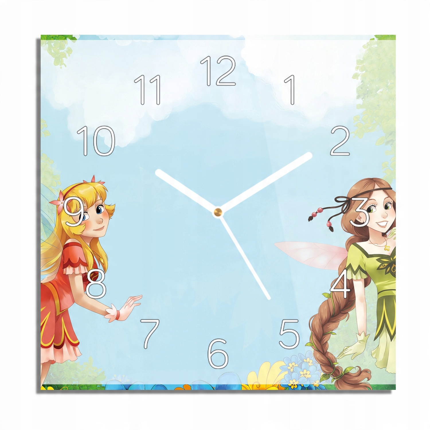 

Wróżki elfy kwiaty zegar szklany z grafiką 30x30