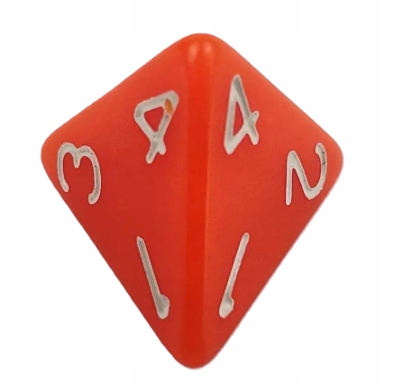 ZESTAW 25 KOSTEK K4 RPG POMARAŃCZOWA KOŚĆ CZTEROŚCIENNA Liczba ścian 4