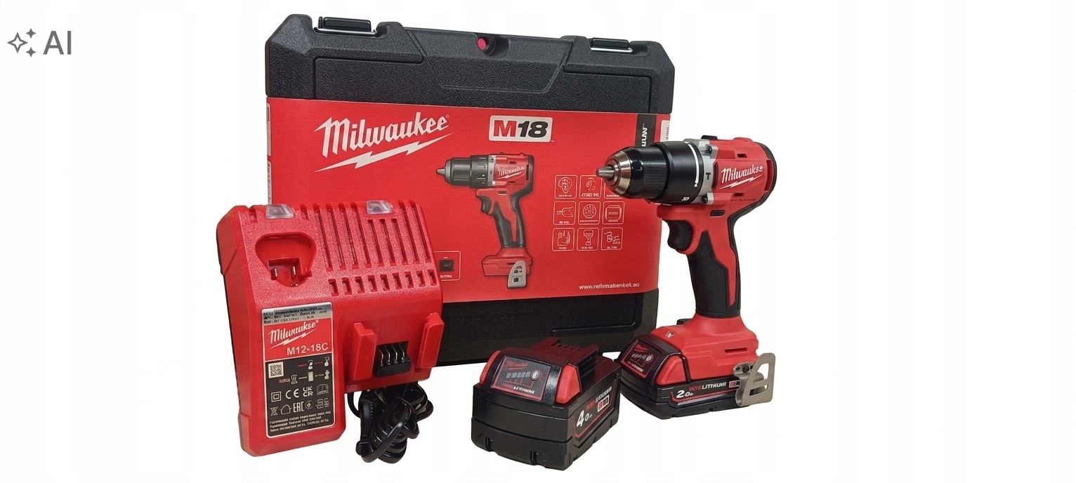 Wiertarko-wkrętarka akumulatorowa Milwaukee M18 18 V 4 Ah z walizką