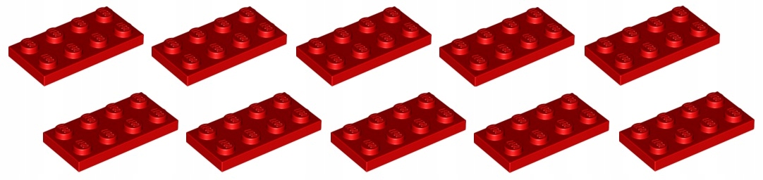 

Lego płytka 2x4 czerwona 10 szt 3020 Nowa