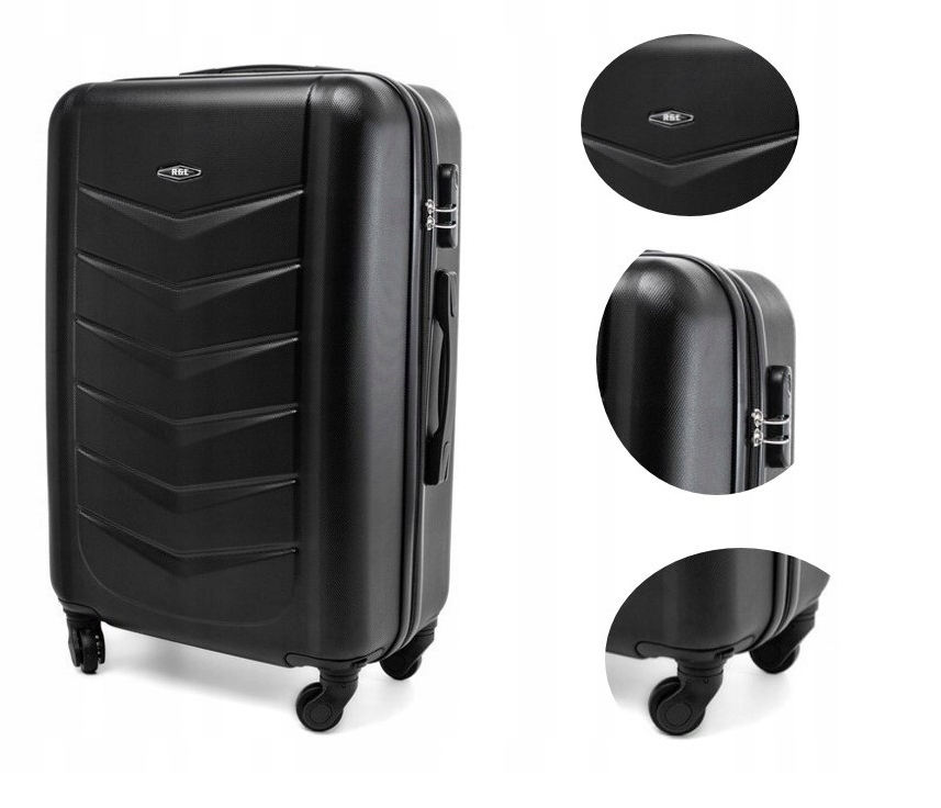 Duża Walizka Podróżna Bagaż Abs Rgl Czarna