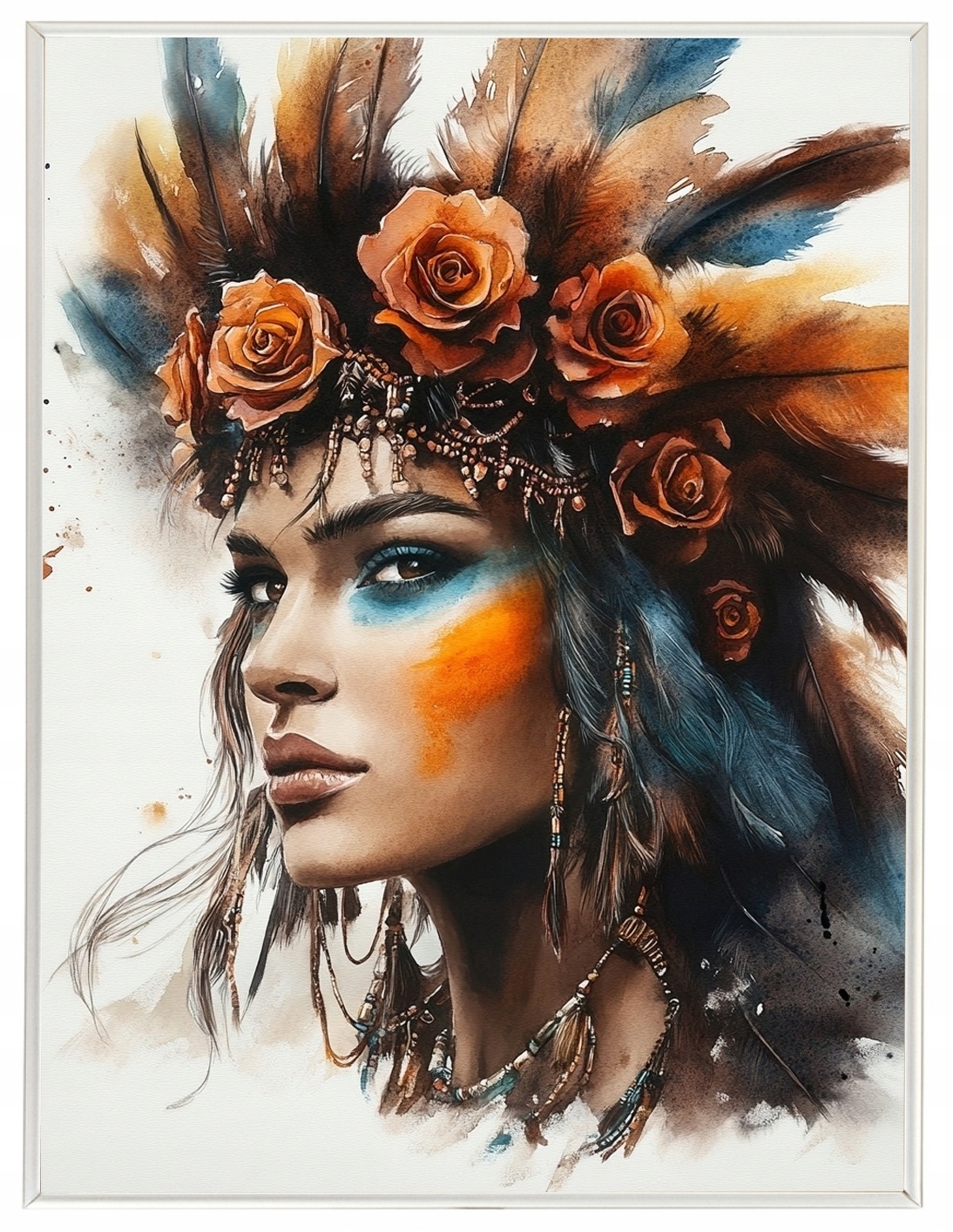 Plakát Rámeček Aluminium Portrét Žena Indiánka Amerika Etno Boho 60x80