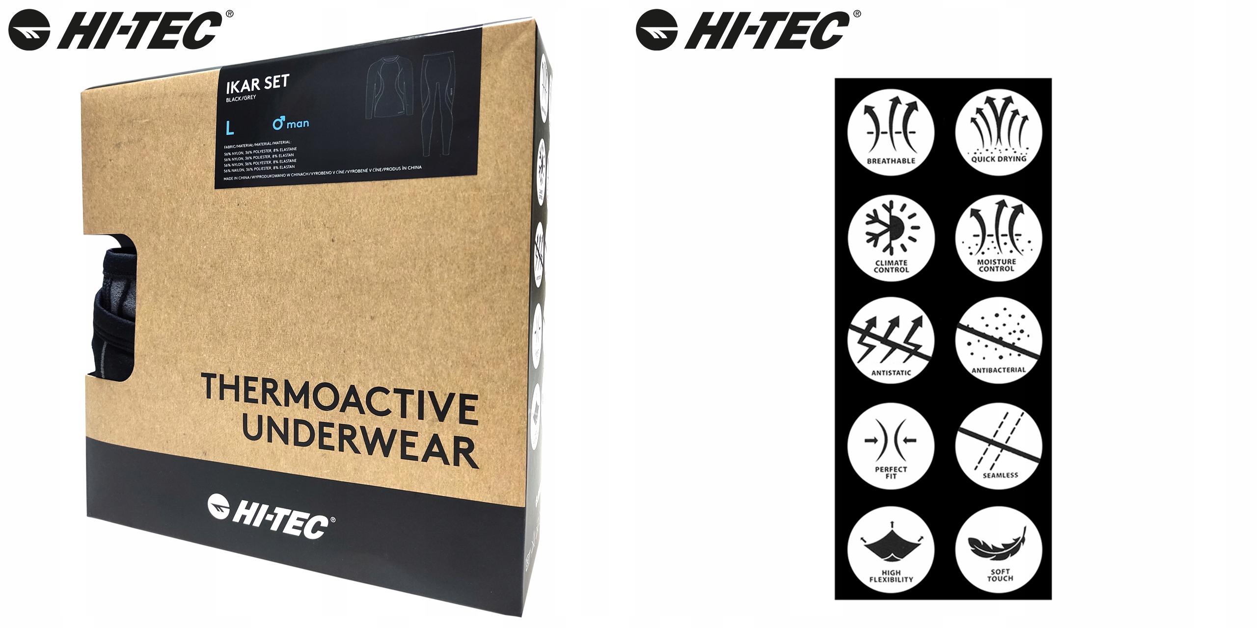 BIELIZNA TERMOAKTYWNA MĘSKA HI-TEC IKAR KOMPLET GÓRA DÓŁ TERMICZNA 3XL Marka Hi-Tec