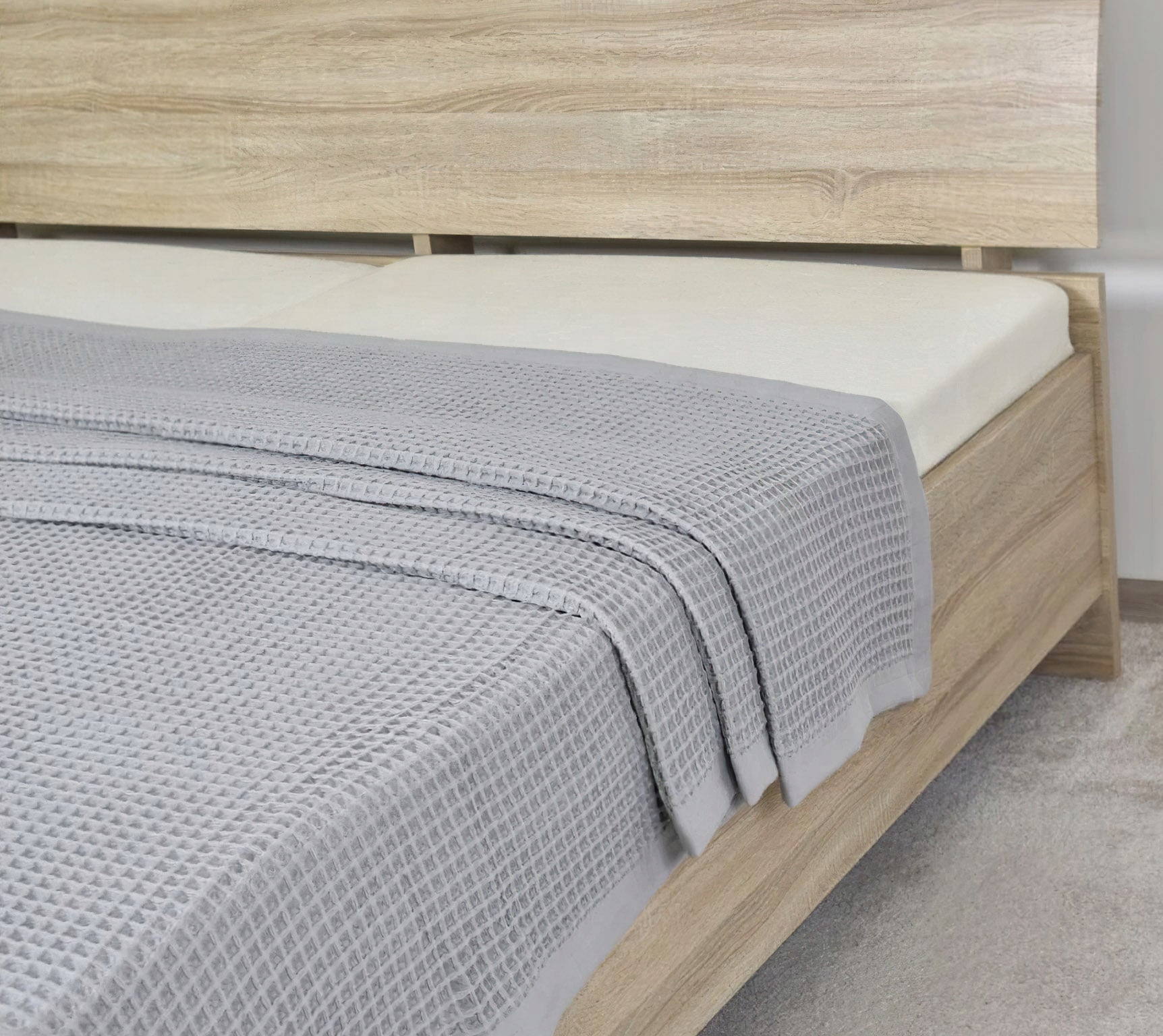 Přehoz na postel bavlněný Optimus, jednobarevný šedý, vaflový, 225x230cm,…