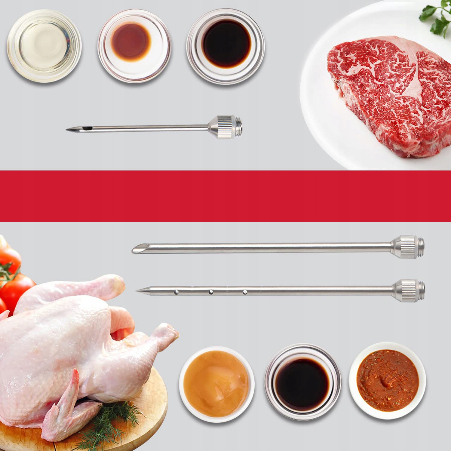 STRZYKAWKA DO MIĘSA, DO MARYNOWANIA, Z 3 IGŁAMI Rodzaj ręczna