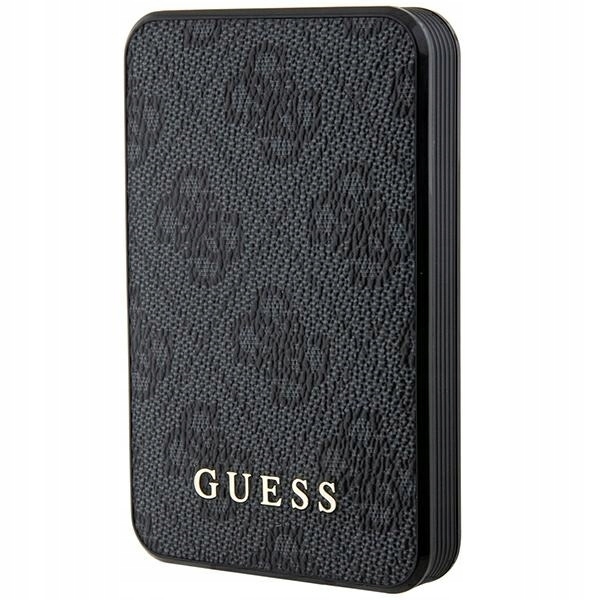 Guess Powerbank 15W GUPB5LP4GEGK 5000mAh černá/černá 4G Leather Metal Logo