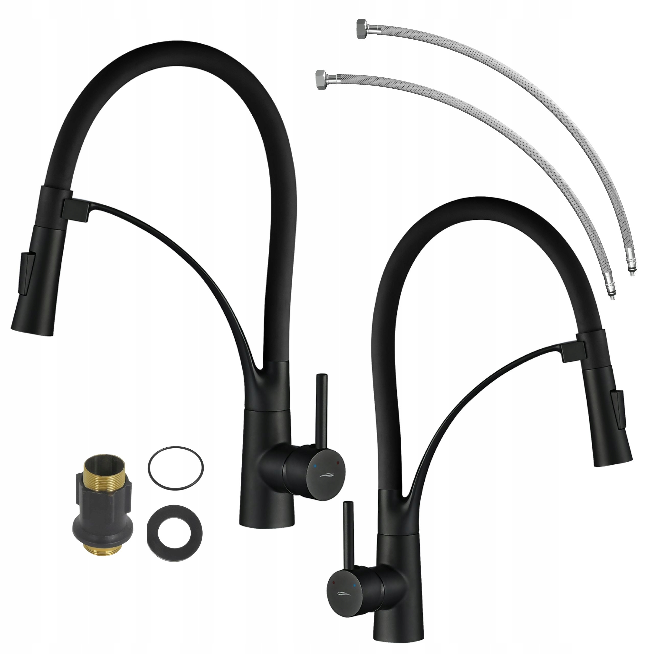 Kuchyňská Baterie Černá Stojící Elastická Vytahovací Sprcha Kohoutek do dřezu