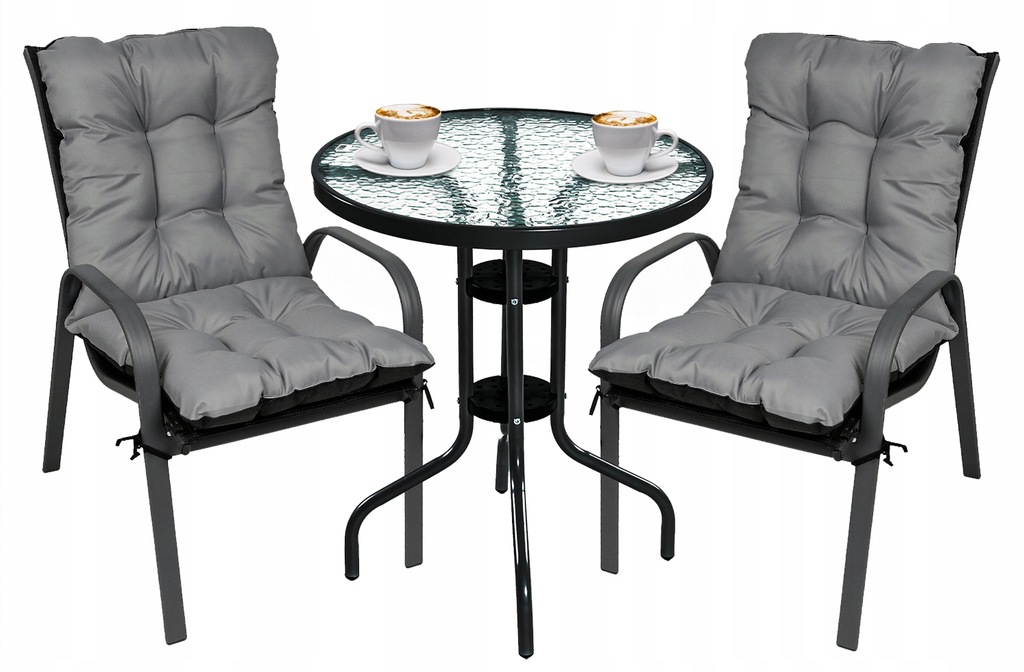 MEBLE NA BALKON TARAS ZESTAW STÓŁ KRZESŁA PODUSZKI OGRODOWE ZESTAW KOMPLET