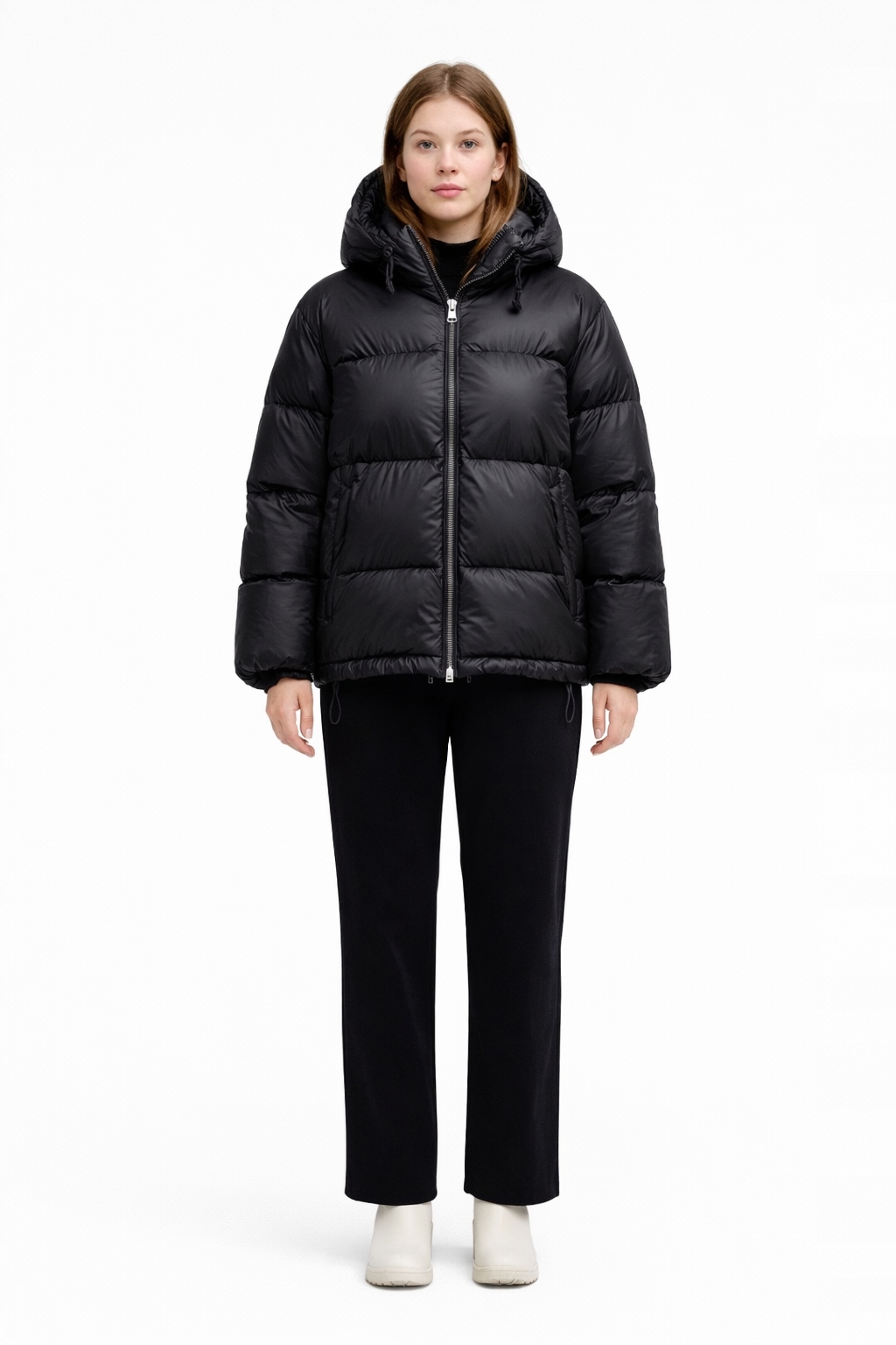 Černá Prošívaná Bunda S Kapucí Zimní S/m 2I3A